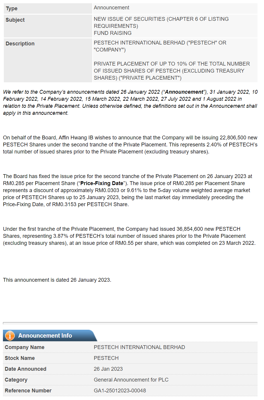 announcement
