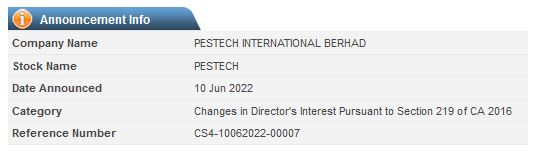 Announcement: Changes in Director's Interest 10062022 - 03