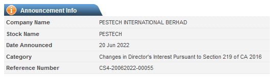 Announcement: Changes in Director's Interest LAH 20062022 - 03