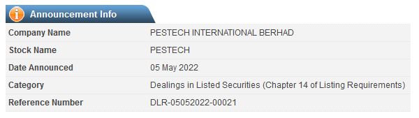 Announcement: Deal During Closed Period 05052022 - 03