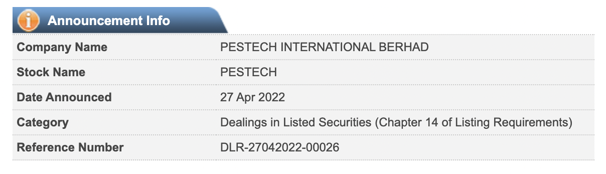 Announcement: Intention to Deal During Closed Period 27042022 - 02