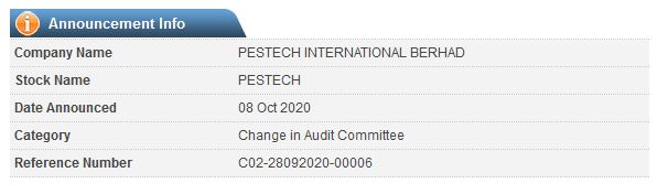 Announcement: Change in Audit Committee (Ibrahim Talib) - 02
