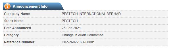 Announcement: Change in Audit Committee (Lee Ting Kiat) 26022021 - 02
