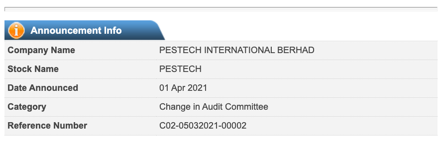 Announcement: Change in Audit Committee (Tan Puay Seng) 010421 - 02