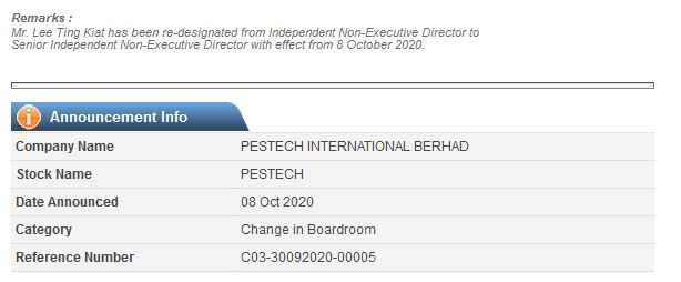 Announcement: Change in Boardroom (Lee Ting Kiat) - 03