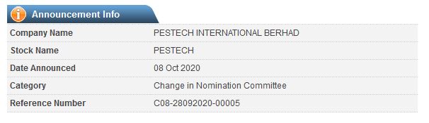 Announcement: Change in Nomination Committee (Ibrahim Talib) - 02