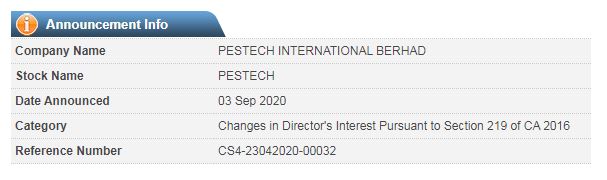 Announcement: Change in Director's Interest - 03