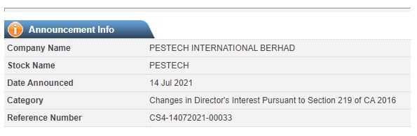 Announcement: Changes in Director's Interest 140721  - 03