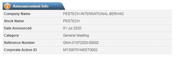 PESTECH EGM Voting Results - 04