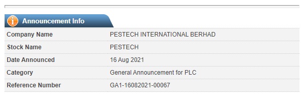 Announcement: PESTECH Cambodia 4th Quarter Report 2021 160821 - 02