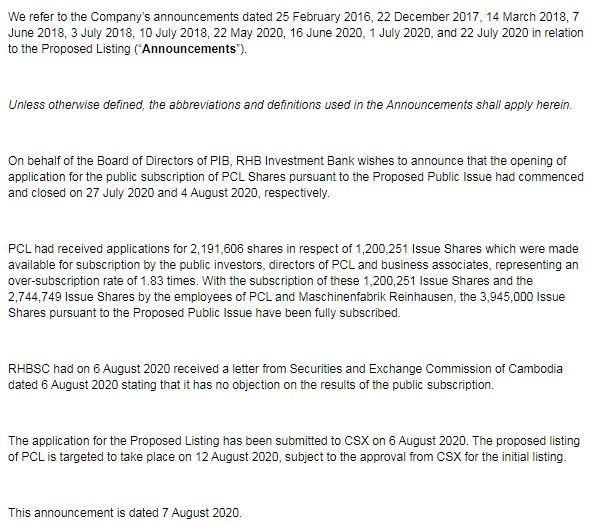 PESTECH (Cambodia) Listed in CSX-02