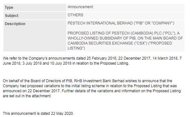 Announcement: PESTECH Cambodia Listed in CSX - 01