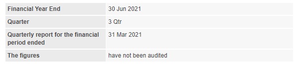 Announcement: Q3 2021 Results 270521 - 01