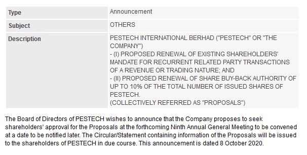 Announcement: Renewal of Shareholders Mandate & Share Buy Back_08102020 - 01