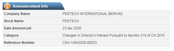 Announcement: Changes in Director's Interest - 03