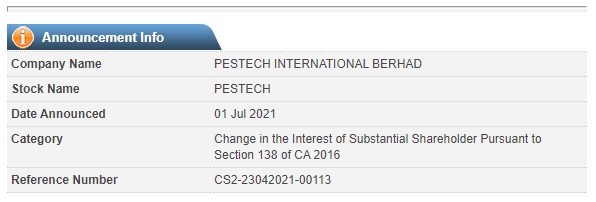 Announcement: Changes in Substantial Shareholder's Interest 010721 - 03