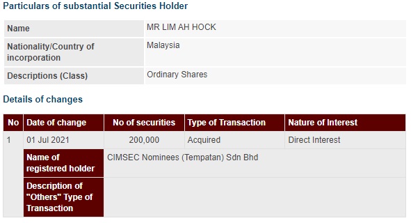Announcement: Changes in Substantial Shareholder's Interest 020721 - 01