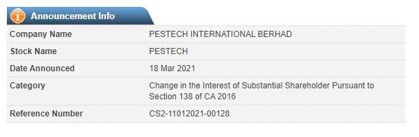 Announcement: Changes in Substantial Shareholder's Interest 18032021 - 03