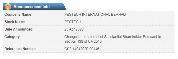 Announcement: Change in Substantial Shareholder's Interest - 03