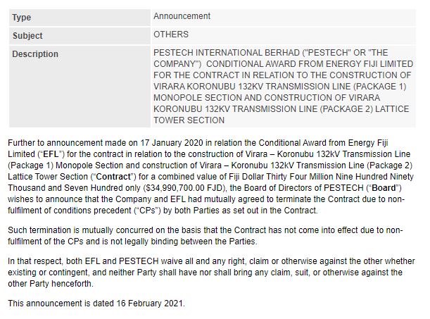 Announcement: Conditional Award Virara Koronubu Project Fiji 16022021 - 01