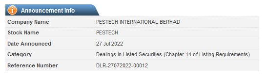 Announcement: Intention to Deal During Closed Period 27072022 - 03