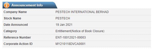 Announcement: Special Dividend 19012021 - 03