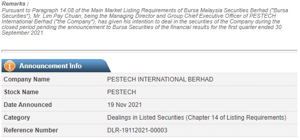 Announcement: Deal During Closed Period 191121 - 02